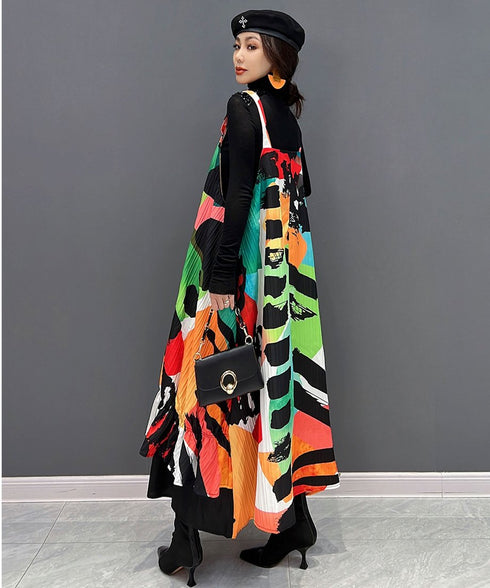 Blur Strap Belt Dress